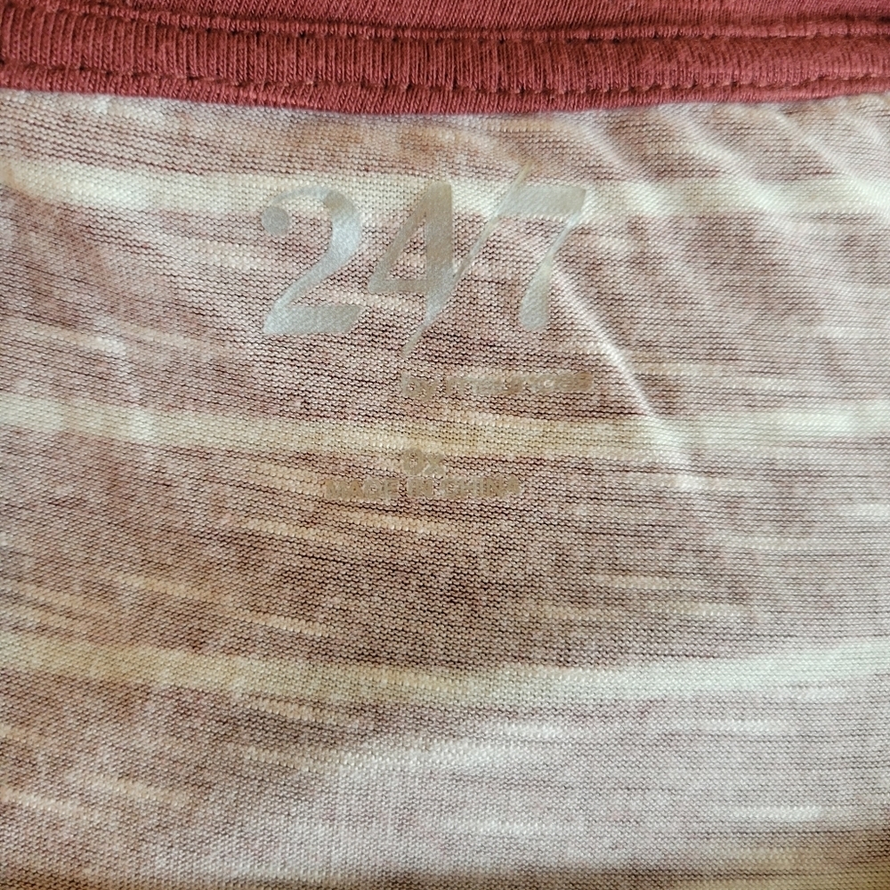 🤿 MAURICES 24/7 Crewneck Short Sleeve Top Red w/White Stripes - Picture 6 of 9
